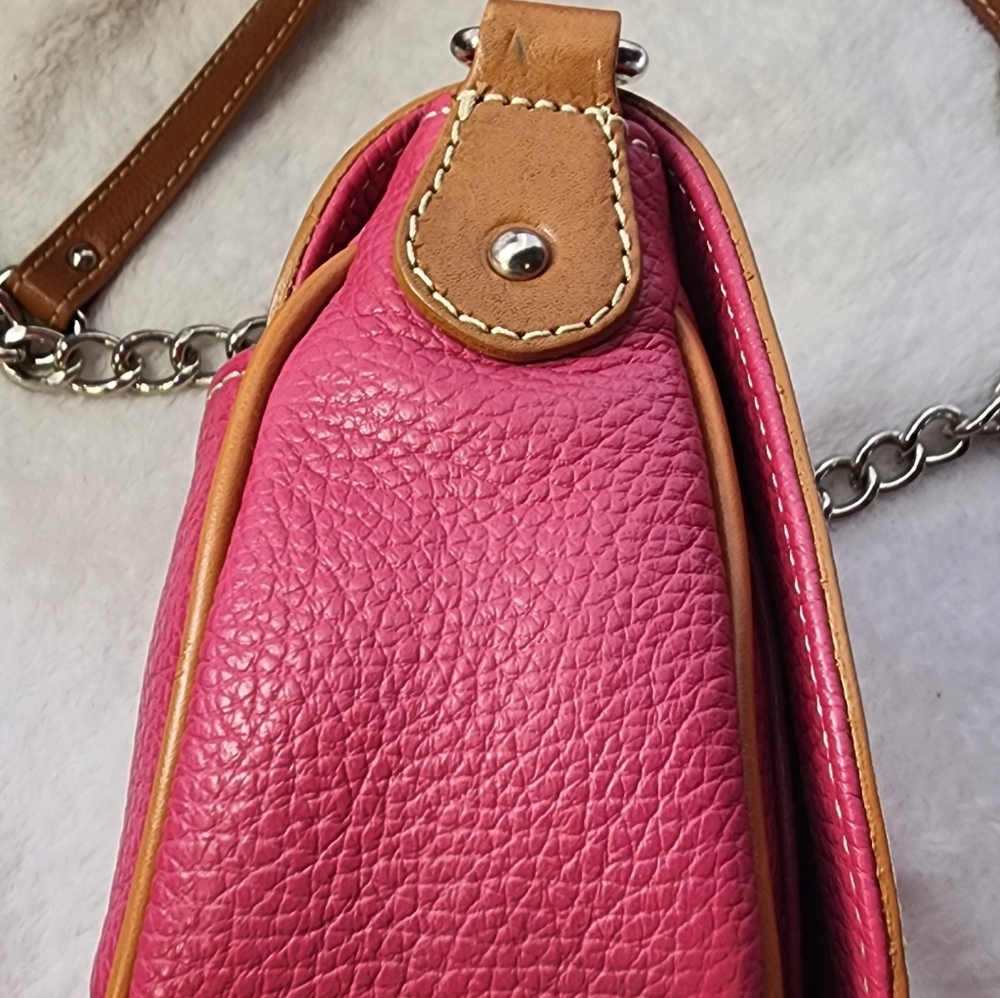 VALENTINA Saddle Leather Shoulder Bag Pink/Tan/Made in Italy EUC - Picture 7 of 17